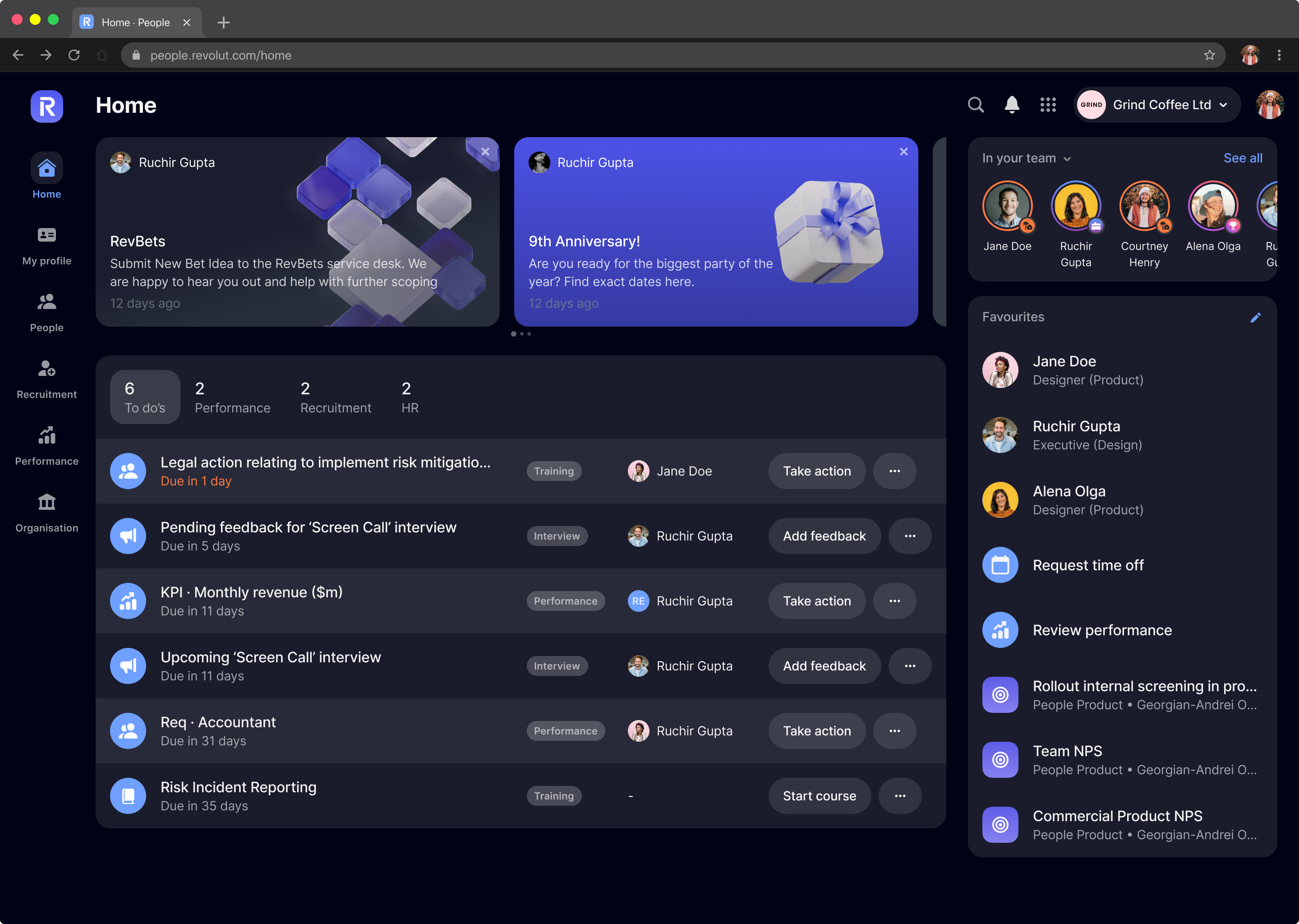Recruiter dashboard homepage screenshot